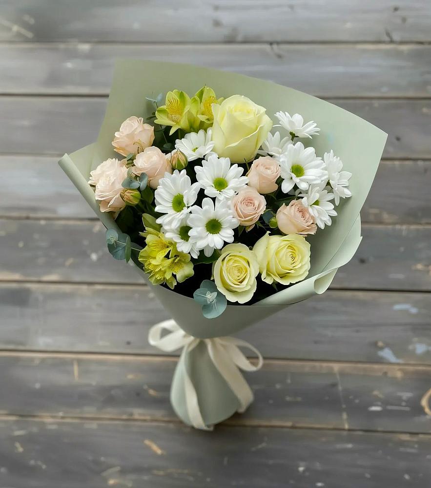 Букет цветов из: Альстромерии, Розы и Хризантемы в Судже