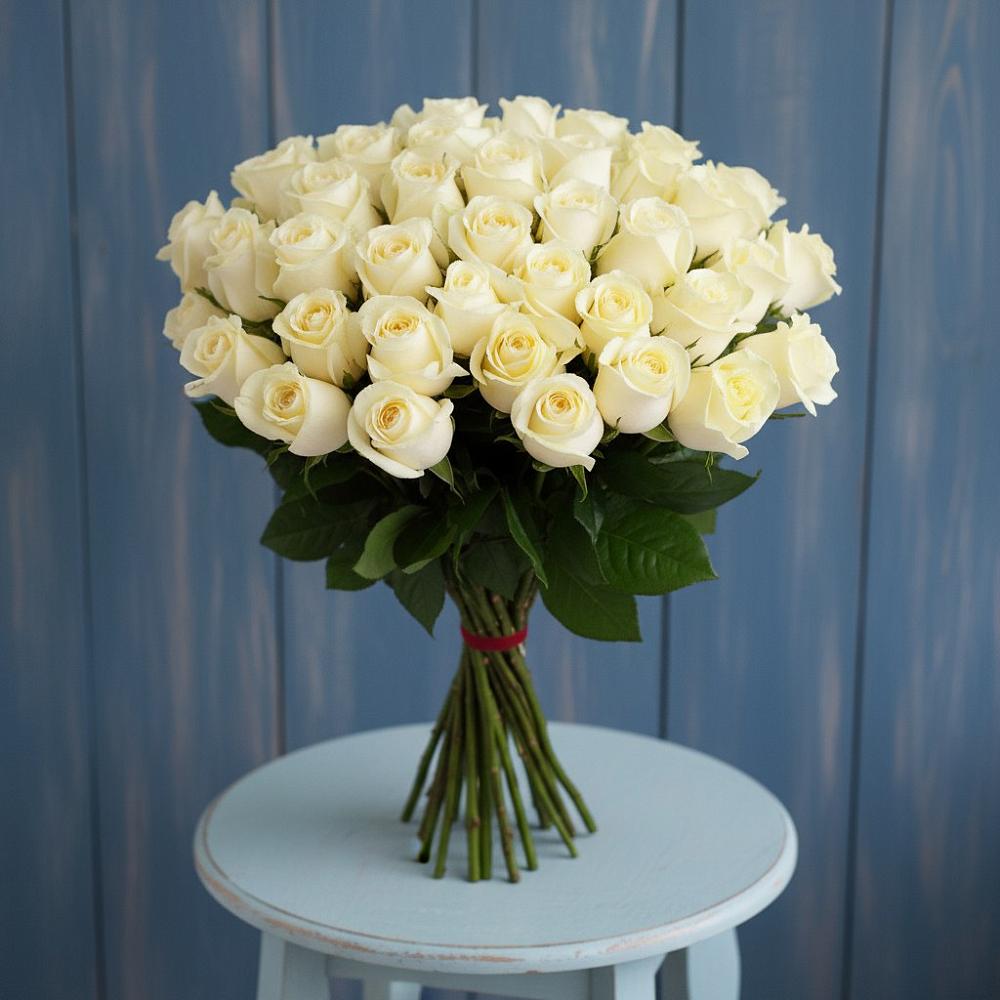 Букет 51 Белая роза Эдлесс Лав в Судже