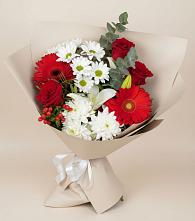 Букет цветов из:  Розы, Хризантемы, Герберы и Лилии #REPLACE_PRED# Судже