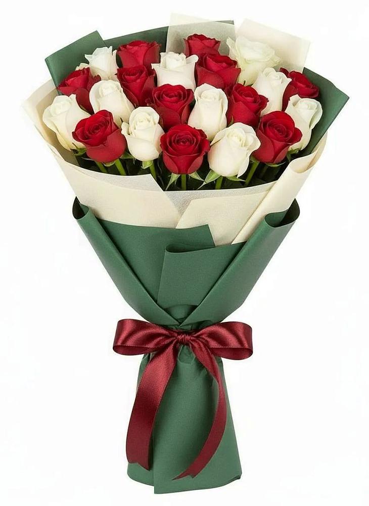 Букет Микс из красных и белых роз в Судже