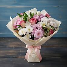 Букет цветов из:  Хризантемы, Альстромерии и Розы в Судже