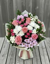 Букет цветов из:  Альстромерии, Гвоздики, Розы и Хризантемы в Судже