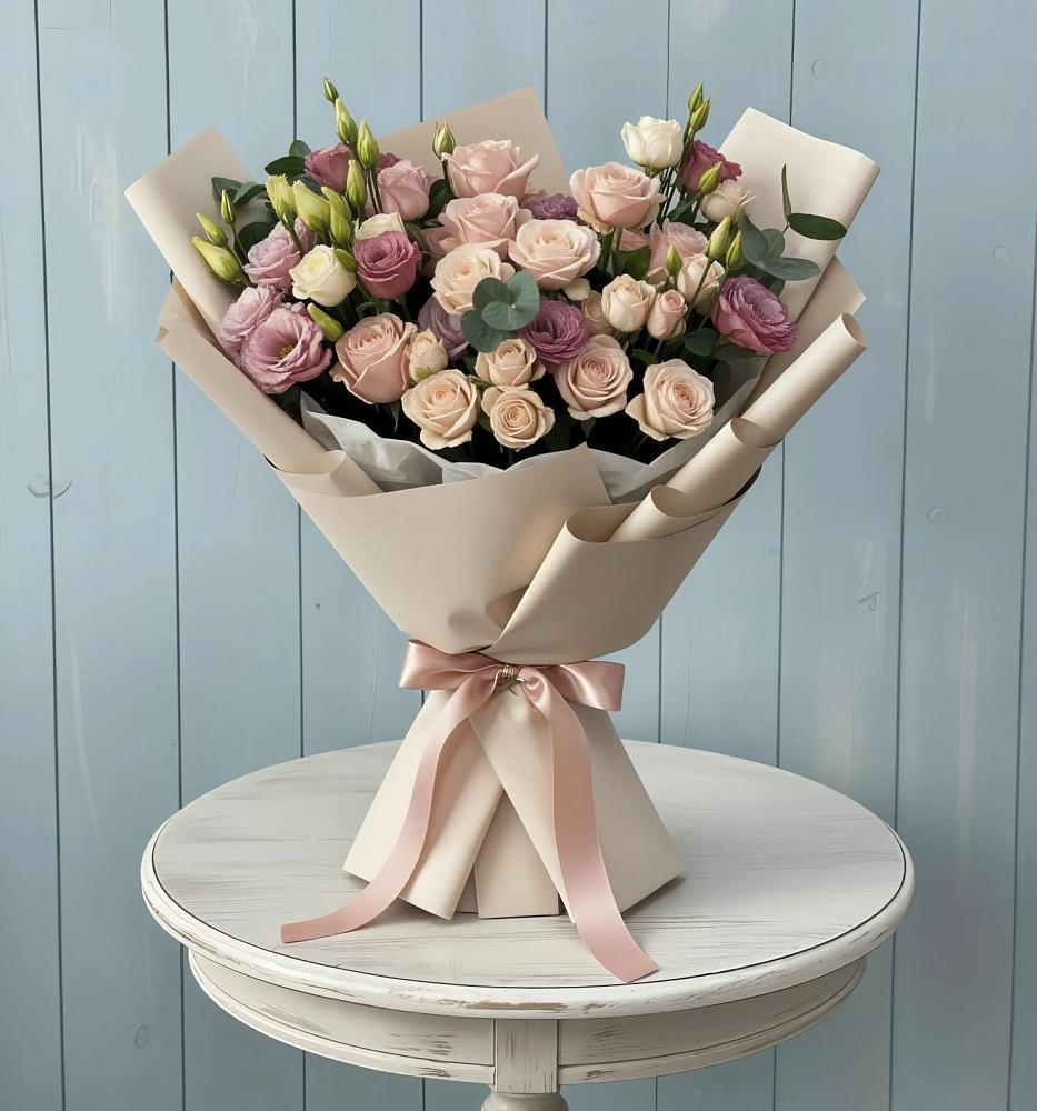 Букет цветов из: Розы и Лизиантусы в Судже