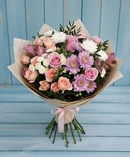 Букет цветов из:  Хризантемы, Розы и Альстромерии в Судже