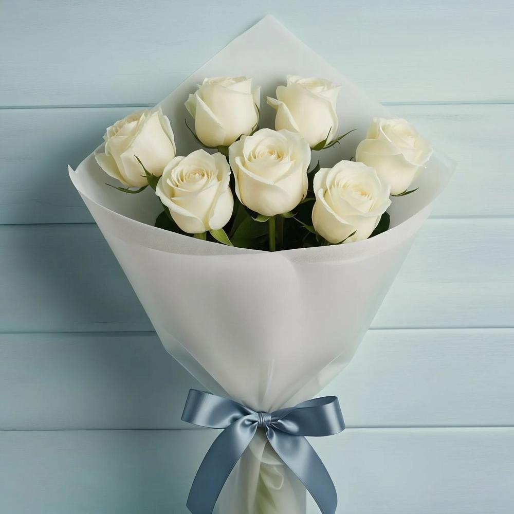 Букет 7 Белых роз Эдлесс Лав в Судже
